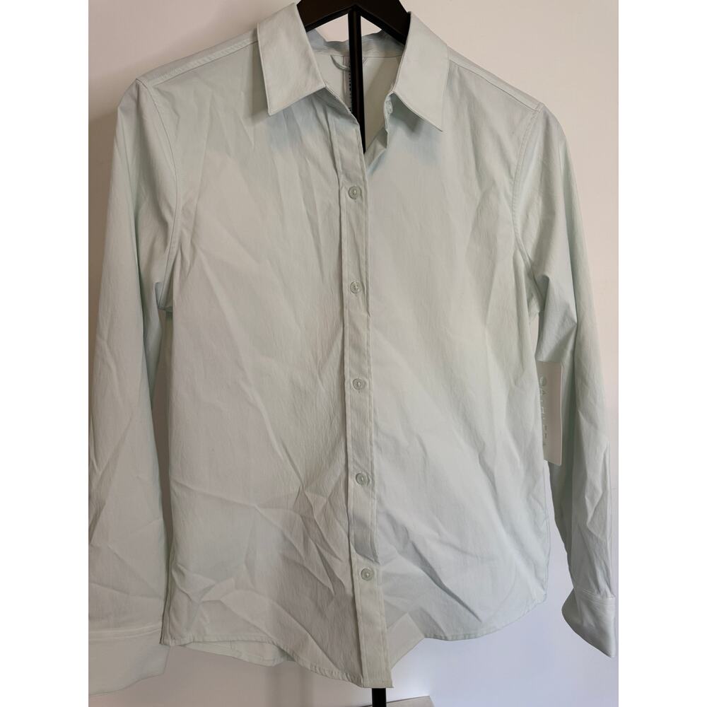 Athleta Light Mint Green Button-Up Blouse
